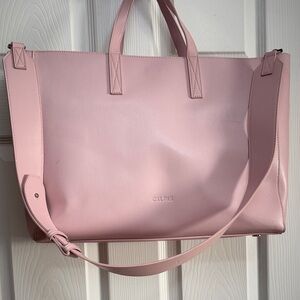 Haven 16" Laptop Tote Bag in Pale Pink with silver hardware